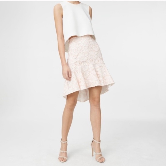 Club Monaco | Riggins Lace Overlay Flounce Skirt Pink Cream Size 8 NEW - Picture 5 of 5